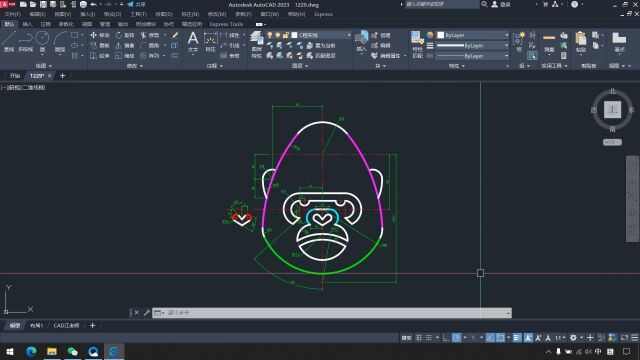 CAD制图初学入门教程,教你用cad画一只小猩猩,cad零基础必备!