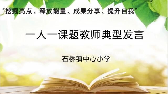 挖掘亮点 释放能量 成果分享 提升自我 ”一人一课题“典型教师发言 沂源县石桥镇中心小学 任会娟 审核:杜春波 陈涛