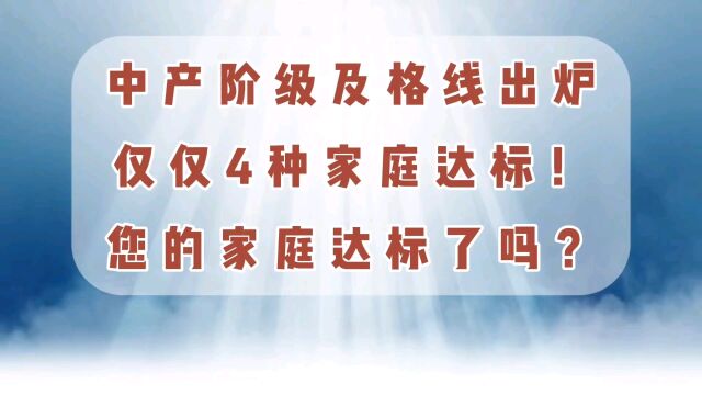 中产阶级及格线出炉,仅仅4种家庭达标,您的家庭达标了吗