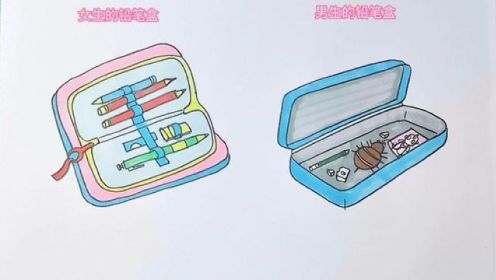 男生的铅笔盒和女生的区别#男生VS女生 #学生党 #简笔画 #搞笑视频