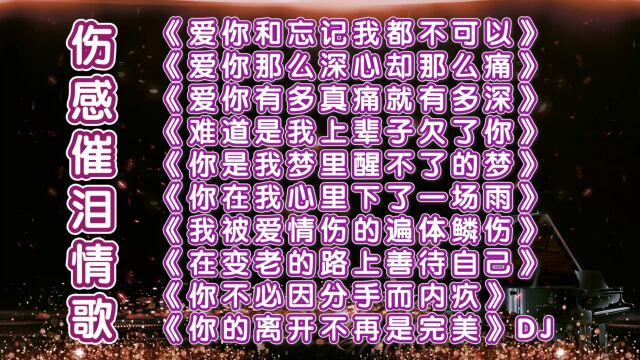 十首撕心裂肺伤感催泪情歌《爱你和忘记我都不可以》《你不必因分手而内疚》