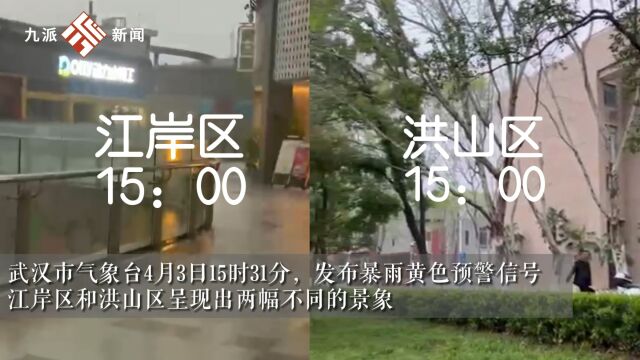 武汉一秒天黑:江岸区下雨到天黑,洪山区地都是干的