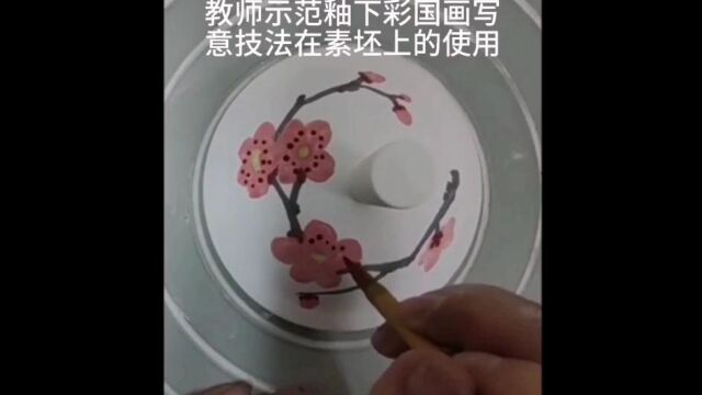 原创微课釉下彩陶瓷绘画国画写意梅花示范