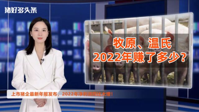 牧原、温氏等猪企2022年赚了多少?最新数据公布!透露出啥?