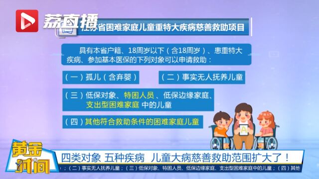 黄金时间丨四类对象、五种疾病!江苏儿童大病慈善救助范围扩大了