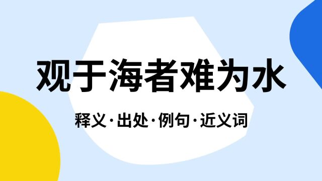 “观于海者难为水”是什么意思?