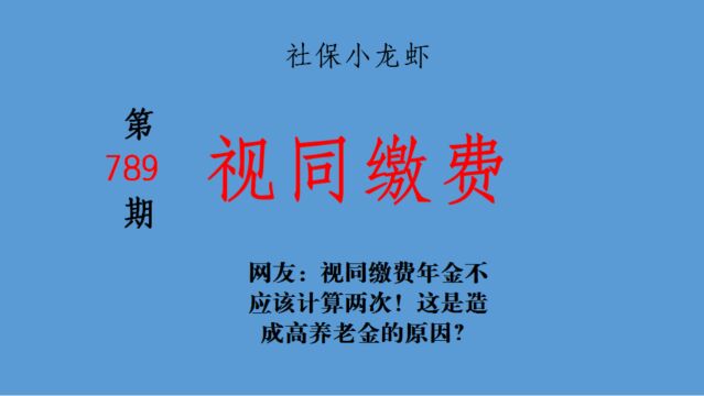 网友:视同缴费年金不应该计算两次!这是造成高养老金的原因?