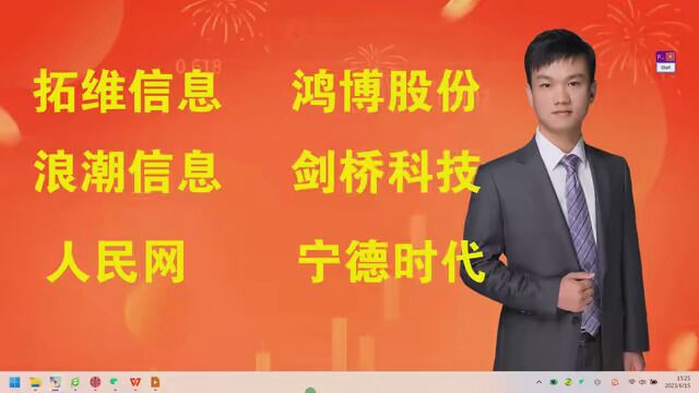 拓维信息,鸿博股份,浪潮信息,剑桥科技,人民网,宁德时代 #上证指数