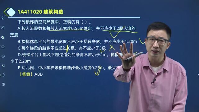 一级建造师考试题:楼梯的空间尺度要求!