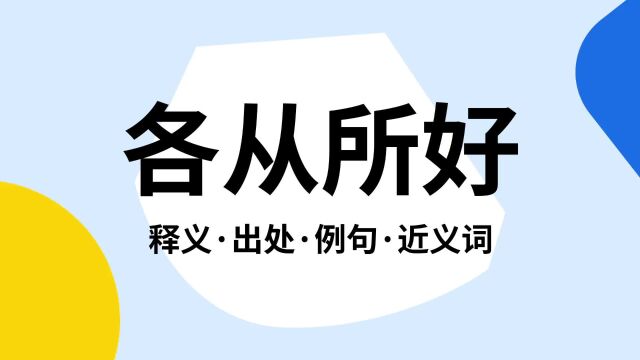 “各从所好”是什么意思?