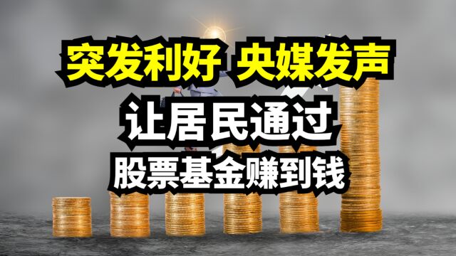 突发利好!央媒发声:让居民通过股票基金赚到钱!