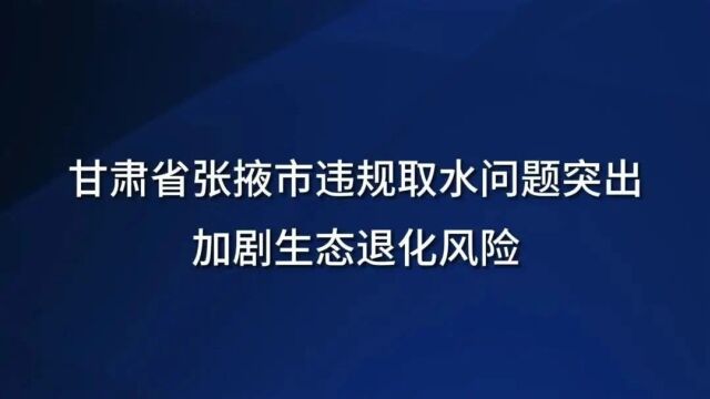 典型案例丨甘肃省张掖市违规取水问题突出 加剧生态退化风险