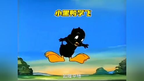 一只幻想学会飞翔的小黑鸭，最后终于实现了他的飞天梦。#搞笑动画 #童年动画 #怀旧动画