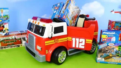 趣味玩具：儿童消防车和消防员玩具