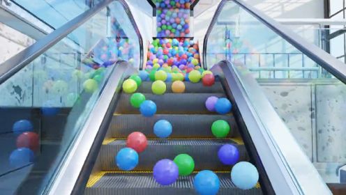 解压动画：电梯上的彩色小球