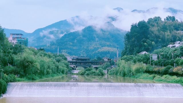 实拍浙江景宁雨后景色如画廊,雨雾缭绕,白鹭戏水美成仙境