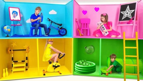 亲子儿童益智：小朋友们自己装扮喜欢颜色的房间，你喜欢哪一个？