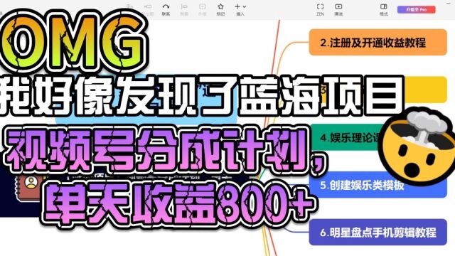 【蓝海项目】视频号分成计划,单天收益800+,附玩法教程!