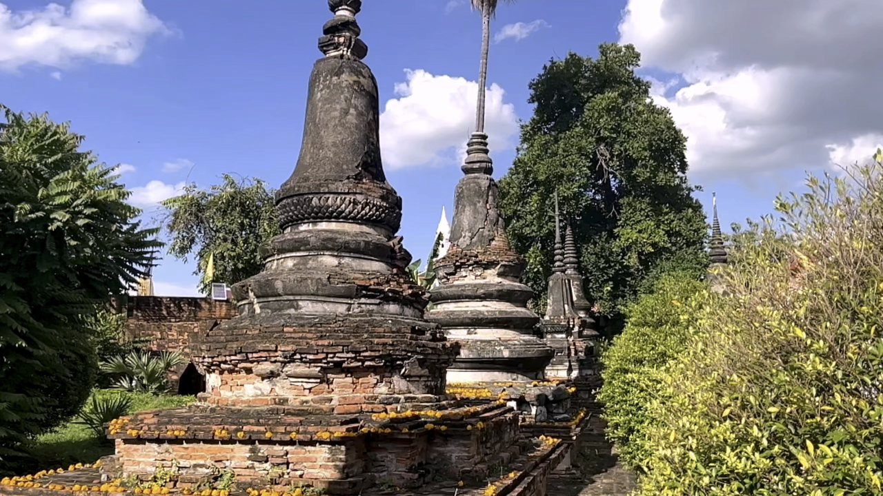 泰国素可泰古寺庙,15世纪的精美壁画,古代的泰国王朝