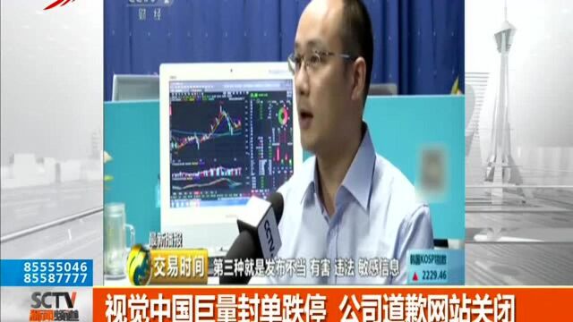 视觉中国巨量封单跌停 公司道歉网站关闭