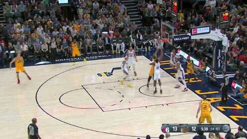 《NBA全场集锦》【扣篮】康利高抛上篮不中 戈贝尔腾空而起完成补扣
