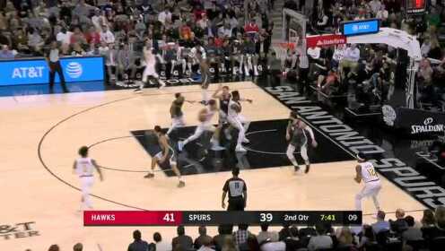 《NBA全场回放》【原声回放】老鹰vs马刺第2节 米尔斯连线穆雷挂筐暴扣