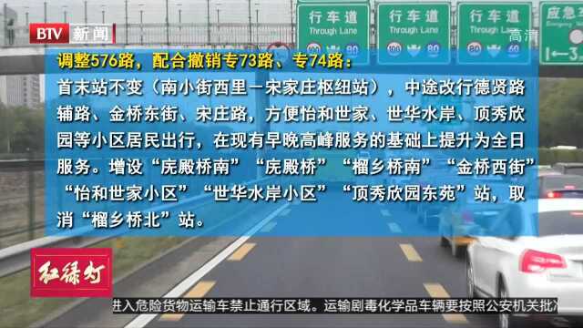 明天起 599路576路等公交线路调整