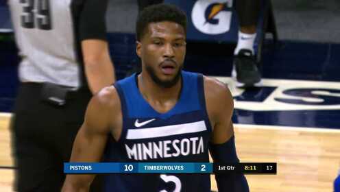 《NBA全场集锦》NBA常规赛：活塞vs森林狼 第1节中文解说回放