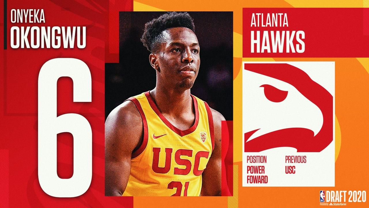 2020年nba选秀大会 老鹰第6顺位选中奥涅卡-奥孔古
