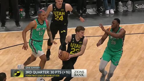 《NBA全场集锦》马刺vs爵士第4节英文原声回放