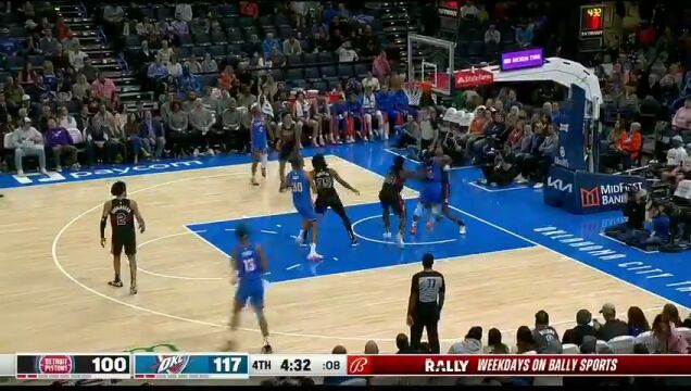 NBA常规赛：活塞vs雷霆第4节原声解说回放