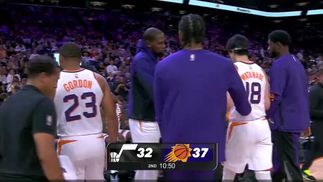 NBA常规赛：爵士vs太阳第2节英文原声回放