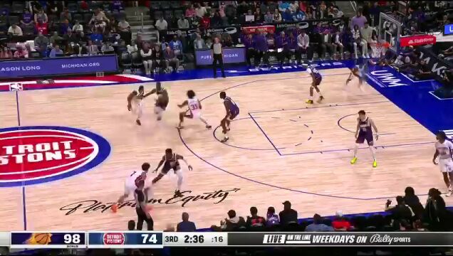 NBA季前赛：太阳vs活塞第3节英文原声回放