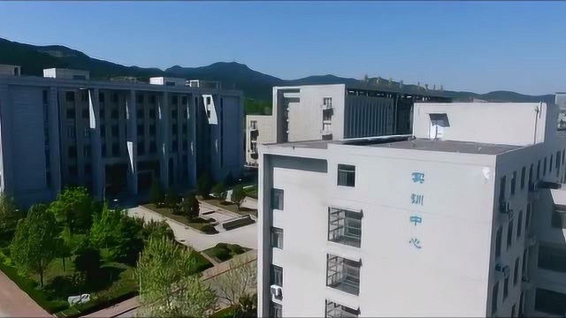 航拍济南彩石大学城鸟瞰山东商职学院
