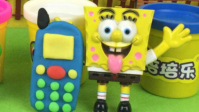 海绵宝宝橡皮泥彩泥玩具手工制作手机