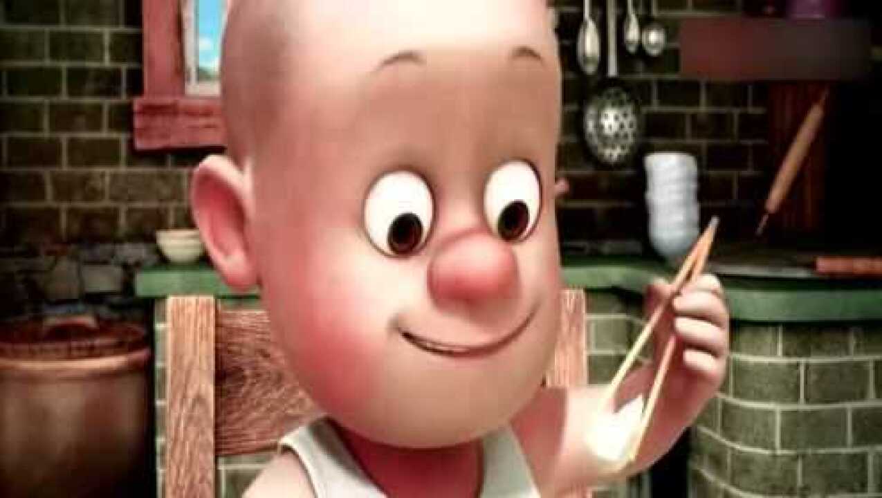 熊出没光头强小时候冬至穿着背心吃饺子你那边那么暖和吗