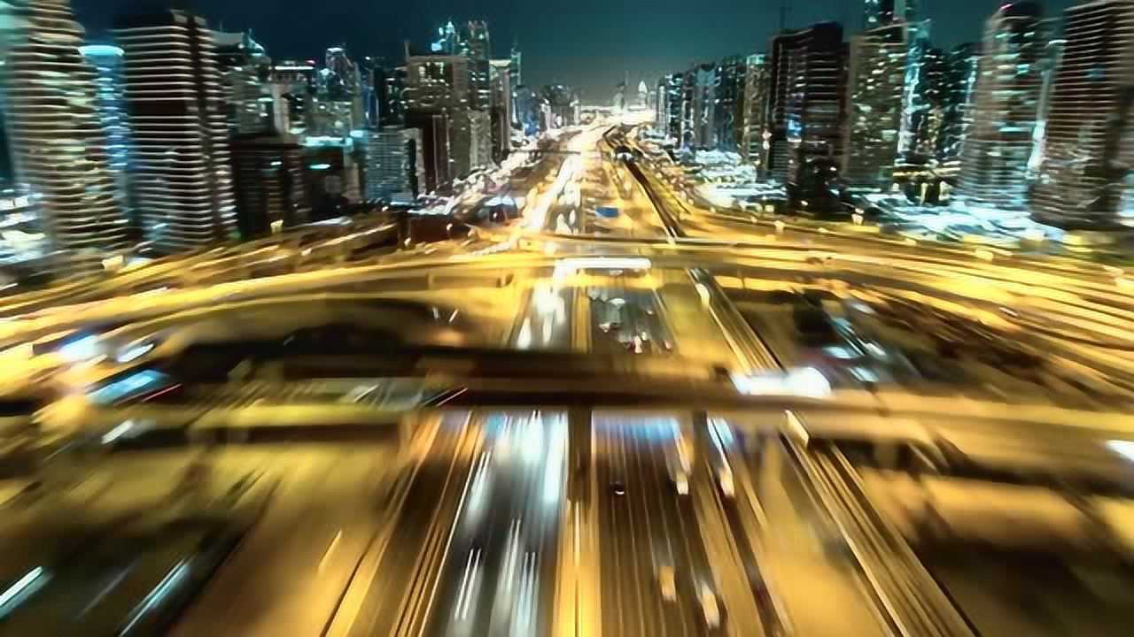 延时摄影实拍马路公路城市夜晚车流素材