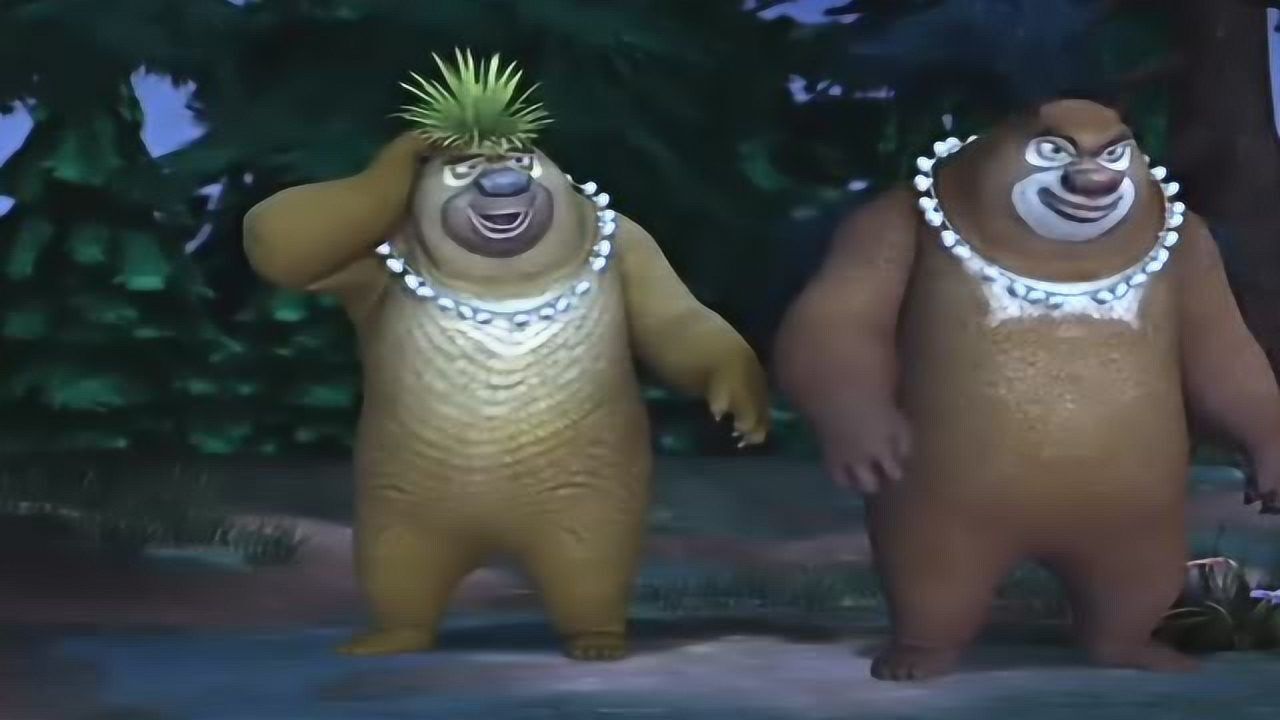 光头强戴上狼的面具,把熊大熊二吓惨了