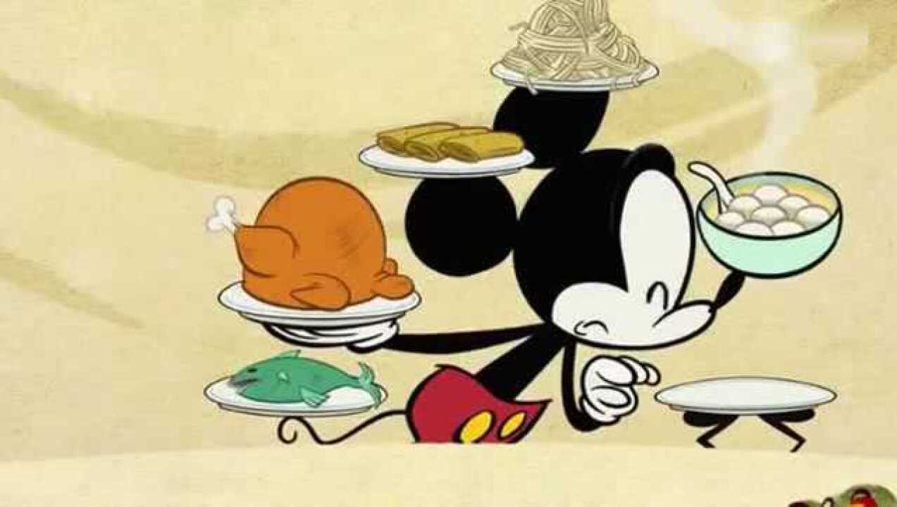 米老鼠米妮唐老鸭高飞布鲁托一起吃年夜饭啦
