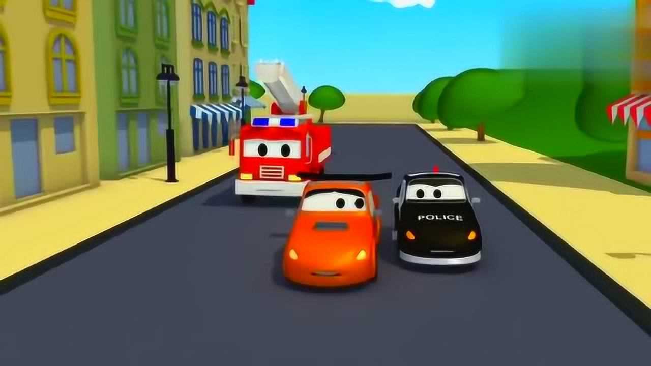 汽车城之巡逻队的弗兰克和马克抓住了一辆超速的车卡通动画