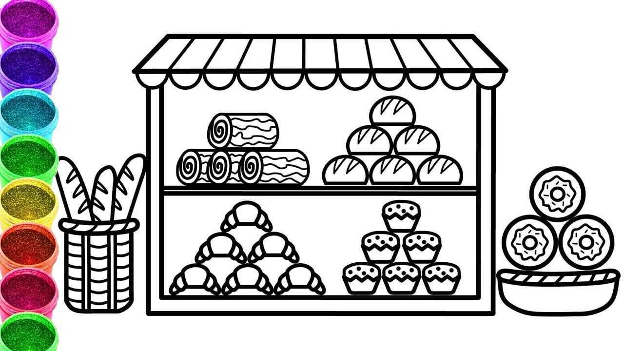 宝宝涂色画:看看漂亮蛋糕店