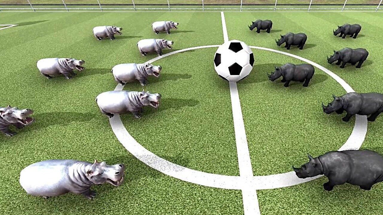 沙盒游戏犀牛vs河马踢足球