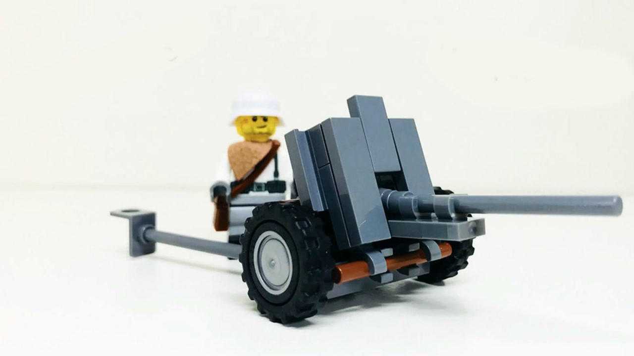 拼装乐高brickmania积木二战德军36mm反坦克炮