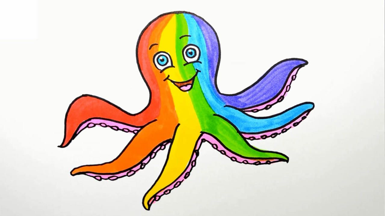章鱼简笔画大全带颜色图片