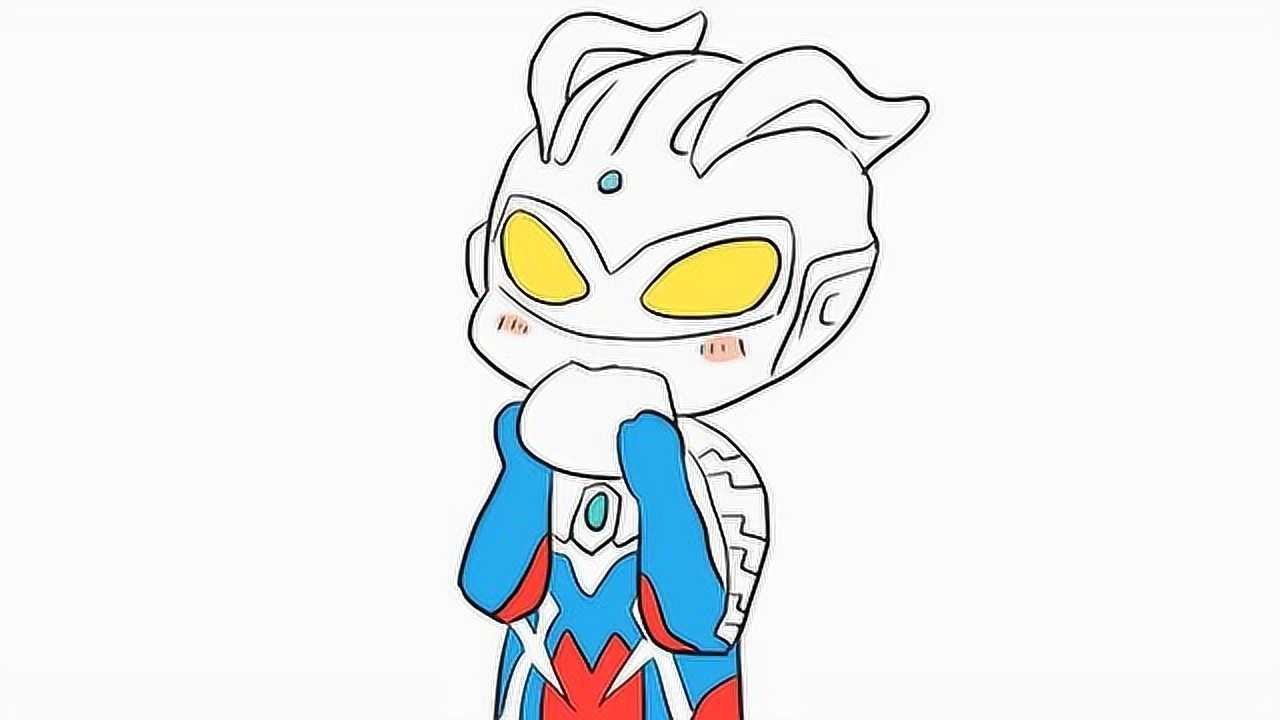 喜欢吃包子的赛罗奥特曼儿童卡通简笔画