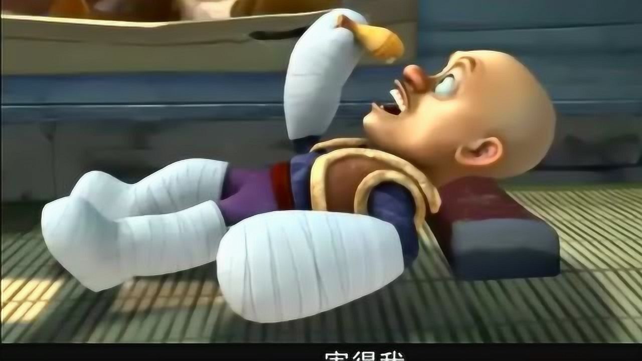 凄惨!光头强被火车撞成了骨折,饿肚子吃个鸡腿都被人抢光