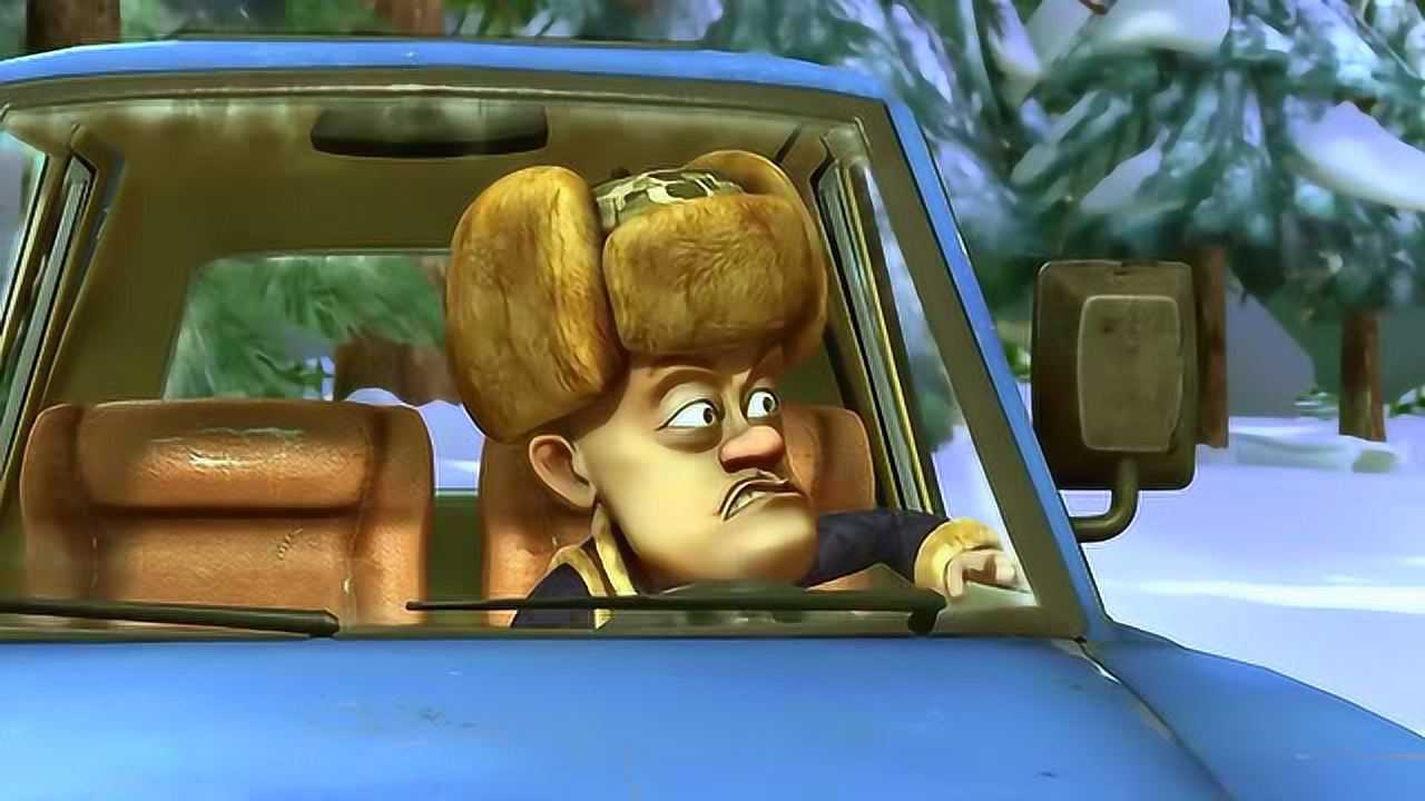 熊出没光头强开着越野车在森林里找熊大熊二 防滑链真的起作用了