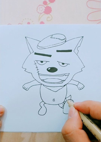 教你画灰太狼简笔画,童年回忆,大家一起来画画