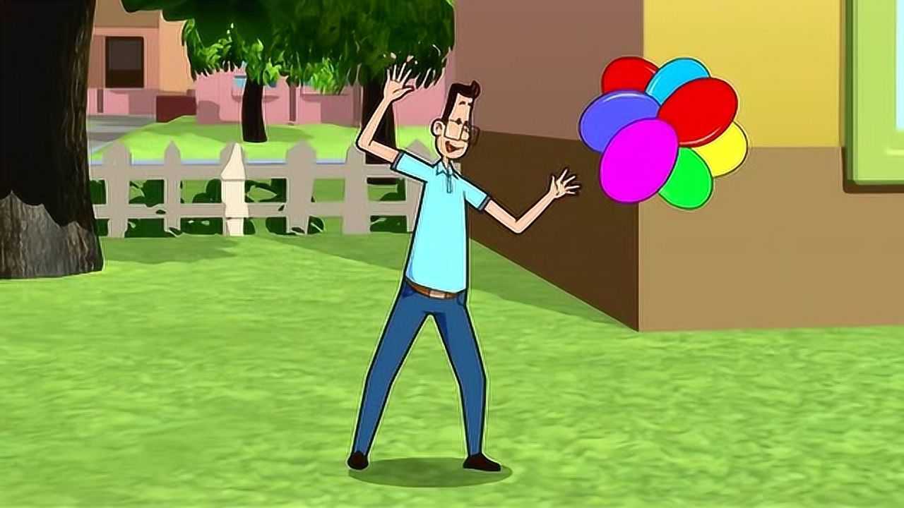 大头儿子玩打气球,一阵风气球全吹跑