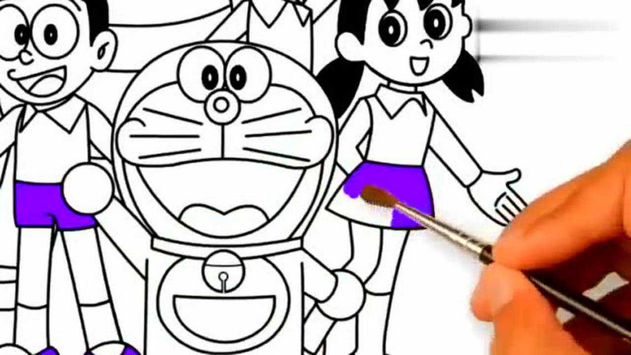 趣味简笔画画哆啦a梦静香大熊